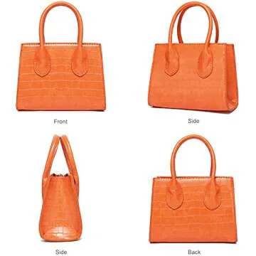 CATMICOO Trendy Mini Purse for Women, Small Handbag and Mini Bag with Crocodile Pattern (Orange)