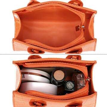 CATMICOO Trendy Mini Purse for Women, Small Handbag and Mini Bag with Crocodile Pattern (Orange)