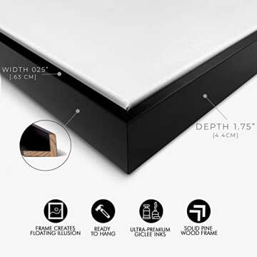 The Oliver Gal Artist Co. Fashion and Glam Wall Art Canvas Prints 'Milan Minimalist' Road Signs Home Décor, 24" x 16", Black Floater Frame