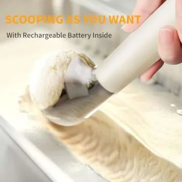 Heated Ice Cream Scoop, Electric Scooper for Hard IceCream, Self Warming Spoon Max to 158℉, Rechargeable Battery, Rust-Proof Metal, Easy to Clean