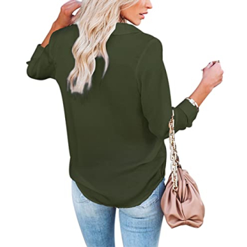 Diosun Stylish V-Neck Button Up Shirt for Women