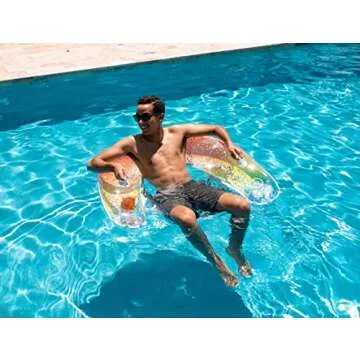 PoolCandy Sun Chair Water Raft, Multiple Chair Styles (Rainbow Haze + Glitter Sun Chair Pool Float)