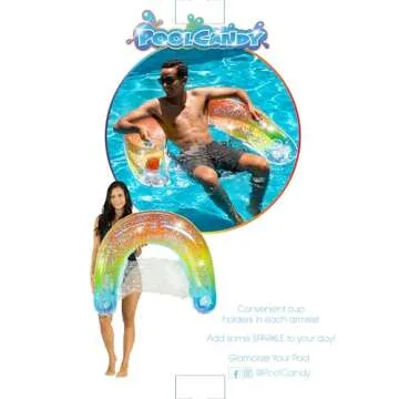 PoolCandy Sun Chair Water Raft, Multiple Chair Styles (Rainbow Haze + Glitter Sun Chair Pool Float)