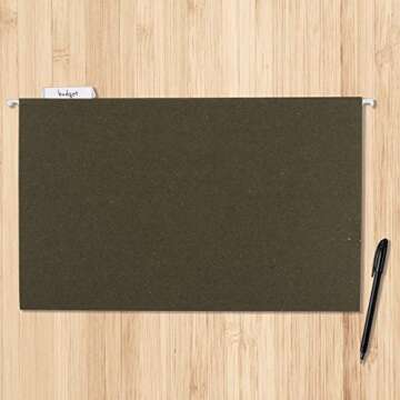 Amazon Basics Recycled Hanging Folders, Legal Size, Green, 25-pack