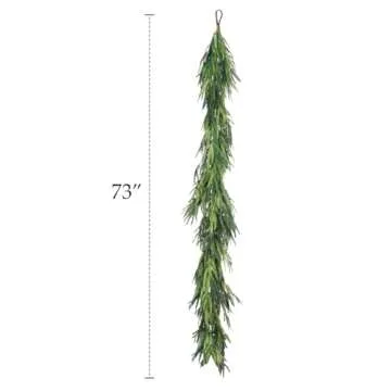 Christmas Decorations - 6 Ft Realistic Norfolk Pine Garland - Artificial Pine Greenery Garlands for Mantle Fireplace Stairs Railing Table Indoor Outdoor Front Door Porch Home Decor