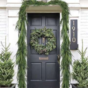 Christmas Decorations - 6 Ft Realistic Norfolk Pine Garland - Artificial Pine Greenery Garlands for Mantle Fireplace Stairs Railing Table Indoor Outdoor Front Door Porch Home Decor