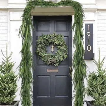 Christmas Decorations - 6 Ft Realistic Norfolk Pine Garland - Artificial Pine Greenery Garlands for Mantle Fireplace Stairs Railing Table Indoor Outdoor Front Door Porch Home Decor