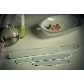 Mont Bleu Professional Set of 3 Czech Glass Nail Files - Genuine Czech Tempered Glass - Handmade Gift Set - Washable Double Sided Nail File - Etched Nail Files - Crystal Nail File for Natural Nails