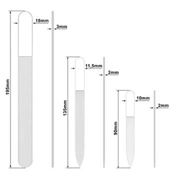 Mont Bleu Professional Set of 3 Czech Glass Nail Files - Genuine Czech Tempered Glass - Handmade Gift Set - Washable Double Sided Nail File - Etched Nail Files - Crystal Nail File for Natural Nails