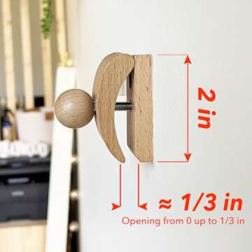 4 Tapestry Hangers Small, Quilt Hangers for Wall Hangings, Blanket Hanger Clamps, Carpet Rug Display, Wooden Wall Clips for Hanging (Light)