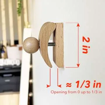 4 Tapestry Hangers Small, Quilt Hangers for Wall Hangings, Blanket Hanger Clamps, Carpet Rug Display, Wooden Wall Clips for Hanging (Light)