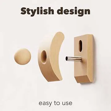 4 Tapestry Hangers Small, Quilt Hangers for Wall Hangings, Blanket Hanger Clamps, Carpet Rug Display, Wooden Wall Clips for Hanging (Light)