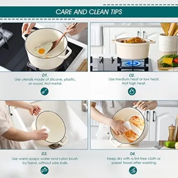 vancasso Cast Iron Dutch Oven, 6 QT Dutch Oven Pot with Lid and Dual Handles, Round Dutch Oven Cast Iron Pot with Non Stick Enamel Coating for Bread Baking, White Dutch Oven for Kitchen