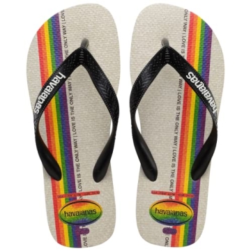 Havaianas Men's Top Pride Flip Flops - LGBT Pride Apparel & Rainbow Beach Shoes - Black, 11/12W - 9/...