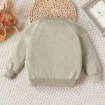 Lamgool Infant Baby Girls Pullover Sweater Knitted Button Down Crew Neck Tops for Fall Apricot 3-6M