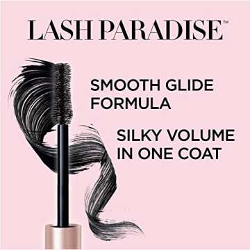 L'Oreal Paris Voluminous Makeup Lash Paradise Waterproof Mascara, Voluptuous Volume, Intense Length, Feathery Soft Full Lashes, No Smudging, No Clumping, Black, 0.25 Fl Oz (Pack of 3)