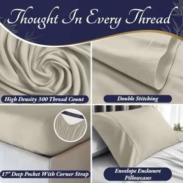 DECOLURE 100% Organic Viscose Derived from Bamboo Sheets King Size 4pcs - Ultra Soft & Luxuriously Cooling, 17" Deep Pocket, Double Stitching, Perfect for Hot Sleepers - King Bed Sheets (Taupe)