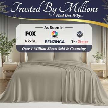 DECOLURE 100% Organic Viscose Derived from Bamboo Sheets King Size 4pcs - Ultra Soft & Luxuriously Cooling, 17" Deep Pocket, Double Stitching, Perfect for Hot Sleepers - King Bed Sheets (Taupe)