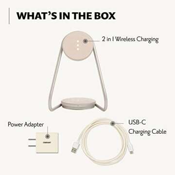 Courant MAG:2 Classics Wireless Charging Stand - Italian Leather, 2 in 1 Multi-Device Charger - Magnetic Stand for MagSafe iPhones 16, 15, 14, 13, 12 with Charging Base for AirPod Cases, (Bone)