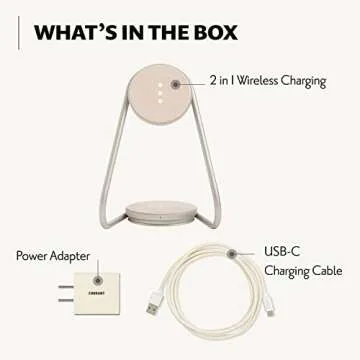 Courant MAG:2 Classics Wireless Charging Stand - Italian Leather, 2 in 1 Multi-Device Charger - Magnetic Stand for MagSafe iPhones 16, 15, 14, 13, 12 with Charging Base for AirPod Cases, (Bone)