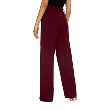 NuNu Yong Women's Casual Wide Leg Dress Pants Red Plum
