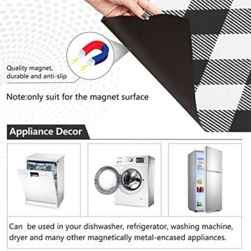Kigai Black and White Buffalo Plaid Dishwasher Magnet Cover Magnetic Dishwasher Cover for Front Door...