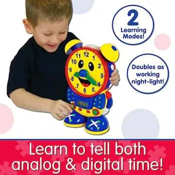 The Learning Journey Telly The Teaching Time Clock, Electronic Analog & Digital Time Telling Aid with Two Quiz Modes & Night Light,Multi