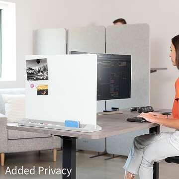 VIVO Freestanding Glass 23 x 19 inch Tabletop Magnetic Dry Erase Board, Portable Privacy Divider, Reversible Double-Sided Whiteboard Panel Partition, Storage Trays, School Home Office, DESK-WB23G