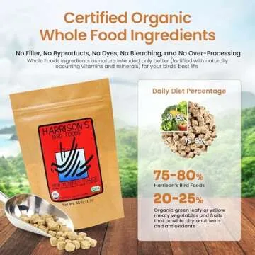 Harrison's Bird Foods High Potency Coarse Certified Organic Non GMO Formula Pet Bird Food 1lb