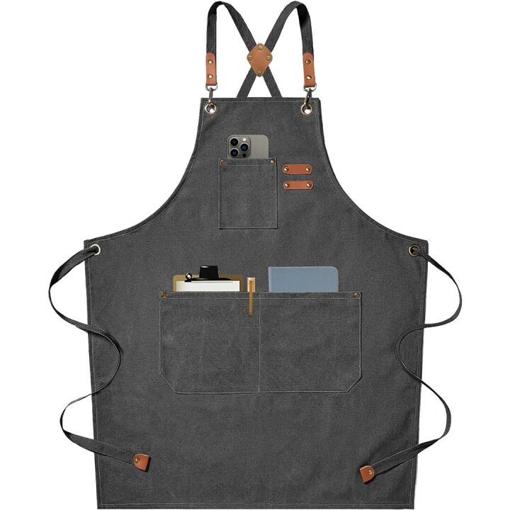 AFUN Heavy Duty Adjustable Apron - Grey Cotton Canvas