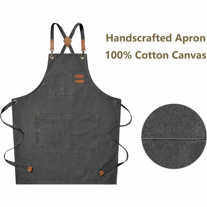 AFUN Heavy Duty Adjustable Apron - Grey Cotton Canvas