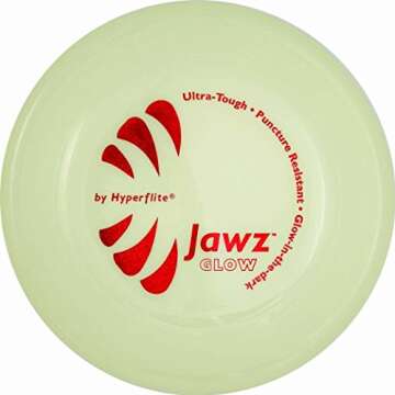 Hyperflite Pup Jawz Dog Flying disc • World's Toughest Canine Competition-Approved Flying disc • Best Competition Flying disc Toy for Pets • Puncture Resistant • 7 Inch • Glow-in-The-Dark