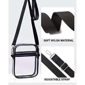 clear bag for stadium events - Clear Crossbody Purse Bag, with Adjustable Shoulder Strap for Women, Men(black)