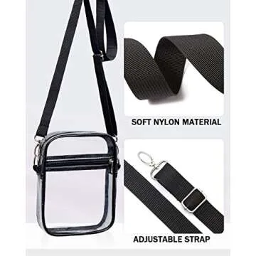 clear bag for stadium events - Clear Crossbody Purse Bag, with Adjustable Shoulder Strap for Women, Men(black)