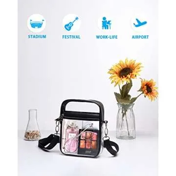 clear bag for stadium events - Clear Crossbody Purse Bag, with Adjustable Shoulder Strap for Women, Men(black)