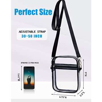 clear bag for stadium events - Clear Crossbody Purse Bag, with Adjustable Shoulder Strap for Women, Men(black)
