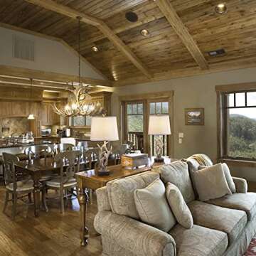 Dungoo Rustic Western Table Lamp Set of 2, 26" Farmhouse Table Lamp for Bedroom with 2 USB Ports, Natural Antler Table Lamp for Christmas Living Room Foyer Office (Rustic Brown)