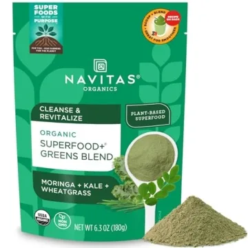 Navitas Organics Superfood+ Greens Blend for Detox Support, 6.3oz Bag, 30 Servings — Organic, Non-...