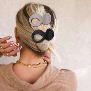 French Concord Flat Hair Clips - 6PCS Curved Hair Claw No Slip Hair Clips Volume Strong Hold Clip Ha...