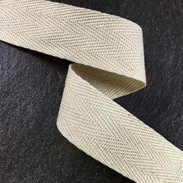 25mm (1") Herringbone Cotton Twill Tape Trim by 10-Yards, SP-2787 (Natural)