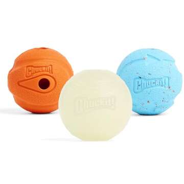 Chuckit! Gen 3 Fetch Medley Dog Balls - Includes the High-Bounce Fetch Ball, Floating Ultra Ball, and Rugged Ball - Durable Rubber Toys for Dogs 20-60 lbs - Size Medium - 2.5-inch Diameter - Set of 3