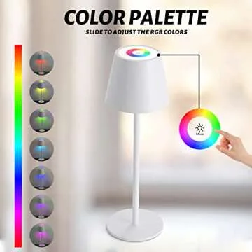 Maksone 2 Pack RGB Cordless Table Lamp, 6600mWh Rechargeable Battery Desk Lamp, 3000K Stepless Dimmi...