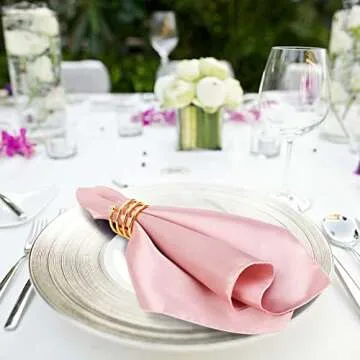 MCEAST Satin Cloth Napkins and Napkin Rings Set of 8