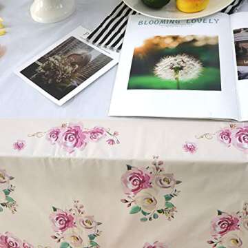Pandecor Vintage Tea Party Floral Tablecloth,1 Piece 54" x 86" Plastic Disposable Table Cover for Baby Shower Birthday Bridal Shower Tea Party (1)