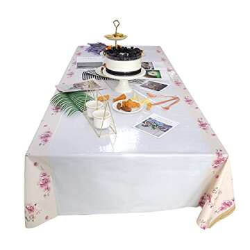 Pandecor Vintage Tea Party Floral Tablecloth,1 Piece 54" x 86" Plastic Disposable Table Cover for Baby Shower Birthday Bridal Shower Tea Party (1)