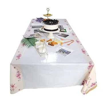 Pandecor Vintage Tea Party Floral Tablecloth,1 Piece 54" x 86" Plastic Disposable Table Cover for Baby Shower Birthday Bridal Shower Tea Party (1)