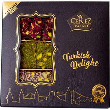 Cerez Pazari Turkish Delight Pistachio with Fantastic Rose & Pomegranate Flavour Experience in Luxur...