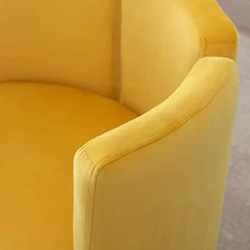 LZAREAL Modern Velvet Accent Chairs Comfy Upholstered Barrel Side Chair Contemporary Single Sofa Chair for Living Room Bedroom Small Spaces Apartment Office Waiting Room, Velvet Yellow