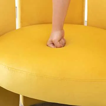 LZAREAL Modern Velvet Accent Chairs Comfy Upholstered Barrel Side Chair Contemporary Single Sofa Chair for Living Room Bedroom Small Spaces Apartment Office Waiting Room, Velvet Yellow