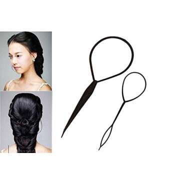Plastic Magic Hair Braid Ponytail Maker Clip Tool Simple Diy Hair Style Accessories Styling Black (2 pcs)